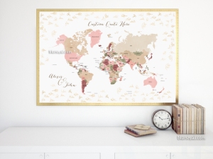 Wedding guestbook alternative Custom printable world map